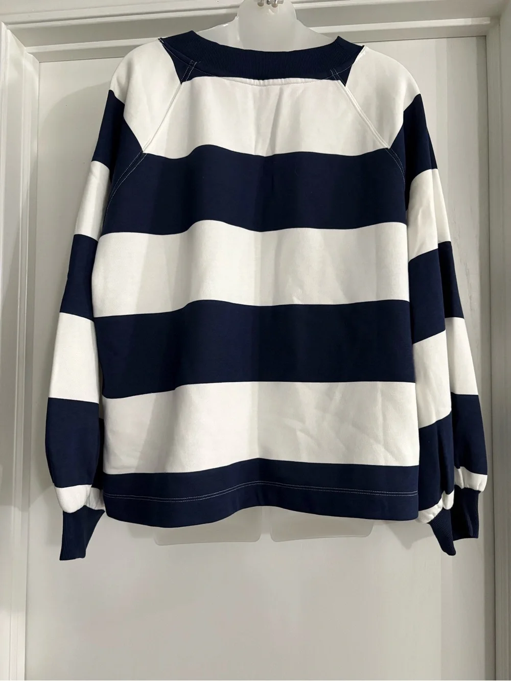 Classic Navy and White Striped Crewneck Sweatshirt Nautical Size L NWOT - Picture 5 of 7